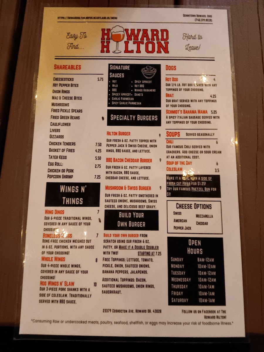 Howard Hilton Menu - Image 1