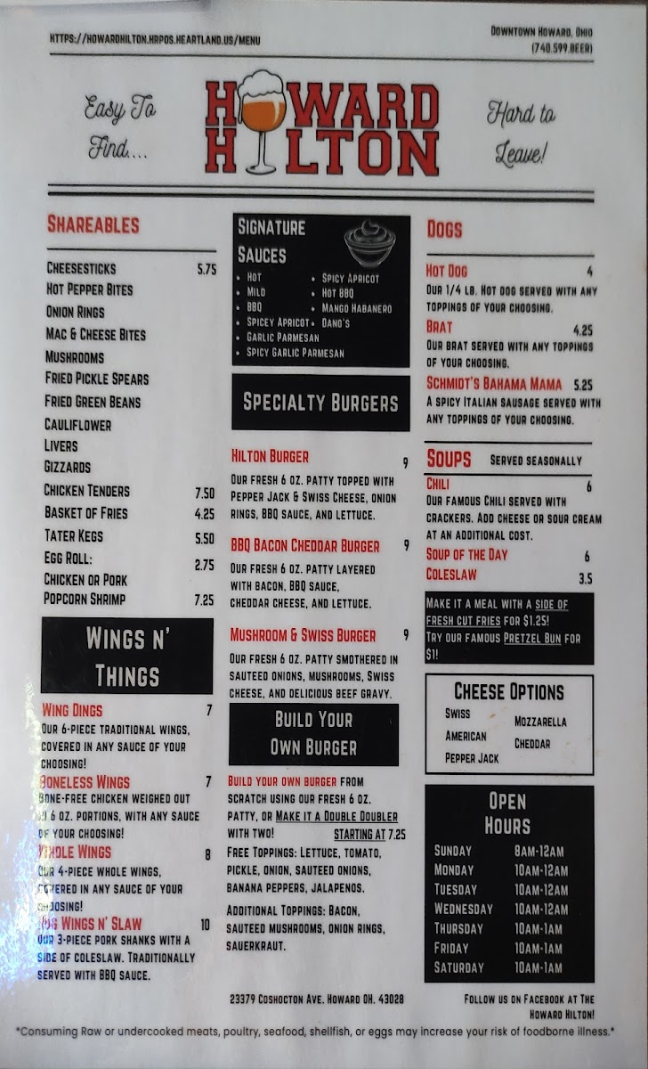 Howard Hilton Menu - Image 2