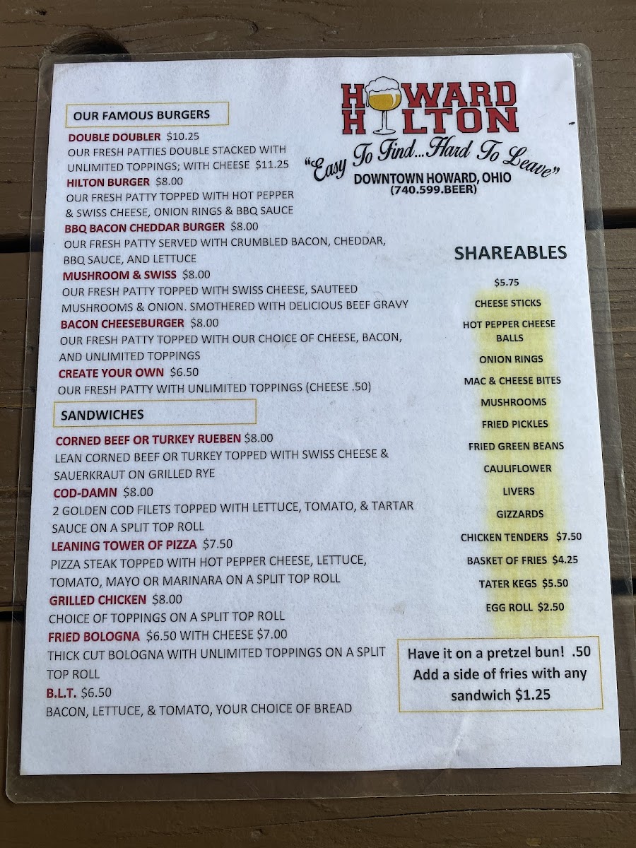 Howard Hilton Menu - Image 4